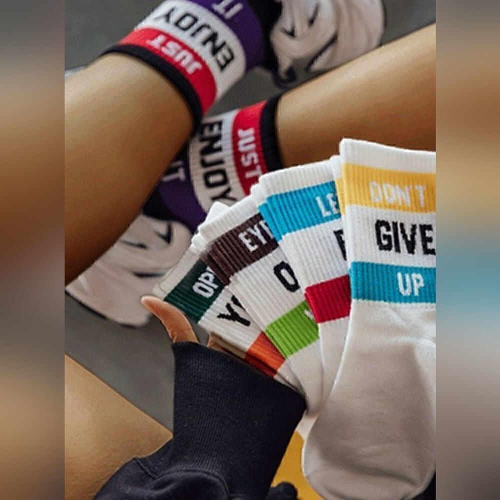 High Fashion Letter Printed Socks Women's 5 count